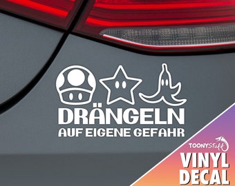 Car decal, push at your own risk, video game, sticker