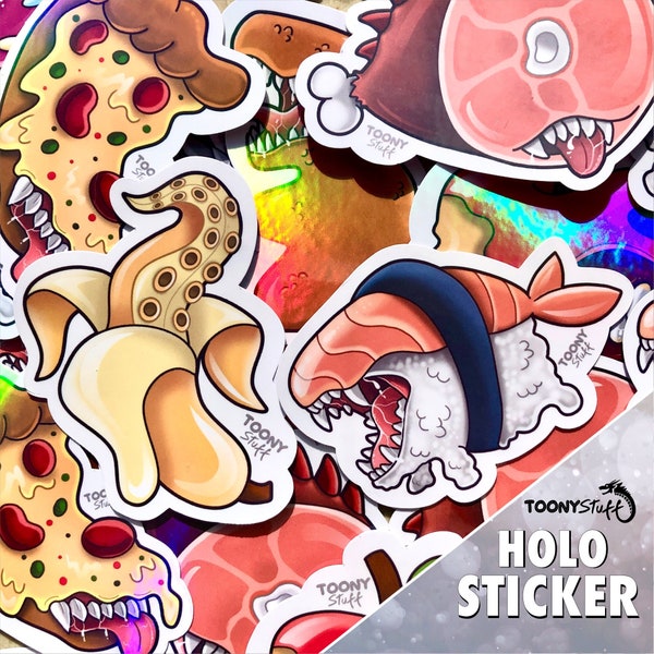 Monster Essen, Sticker, Holo, Cartoon, Geschenkidee