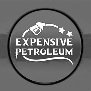 May include: A white sticker with a gas pump graphic and the text "EXPENSIVE PETROLEUM" on a gray background.