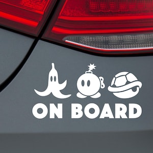 Car sticker, gaming sticker, vinyl sticker, on board, video game, retro