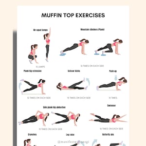 Ejercicio para Muffin Top (Descarga digital e imprimible) - PDF imprimible en formato A4 y Carta EE. UU.