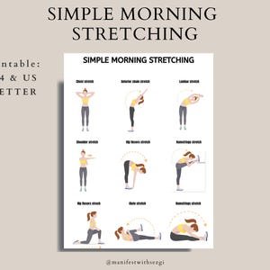 ESTIRAMIENTOS Matutinos Sencillos - Flexibilidad - Alivio del Dolor Muscular - Movilidad - Aptitud Física - Descarga Digital - PDF Imprimible (A4 y Carta EE. UU.)