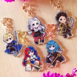 Fire Emblem 3 Houses & Engage Keychains, cute chibi charms