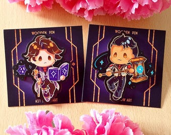 Arcane Jayvik Wooden Pin Pair: Viktor & Jayce Chibi Handmade Eco Wood Badges