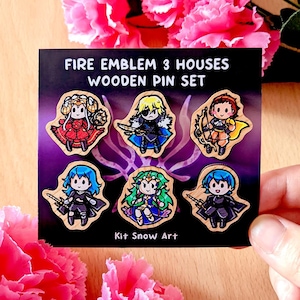 Fire Emblem 3 Houses Pin Set, Edelgard Dimitri Claude Byleth and Sothis