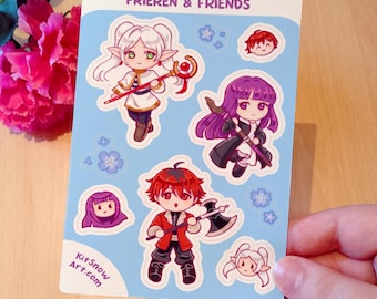 Hoja de pegatinas Frieren, vinilo impermeable Beyond Journey's End