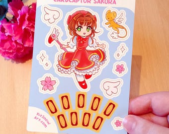 Cardcaptor Sakura Sticker Sheet, Clow Card & Kero Waterproof Vinyl Decals
