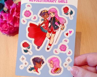 Revolutionary Girl Utena Sticker Sheet: Waterproof Vinyl Utena & Anthy Decals