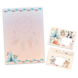 Briefpapier-Set A4 Indianer Briefblock Blöcke Umschläge für Kinder Jungen Mädchen Geschenk Idee Gastgeschenk zum Geburtstag Indianerdorf