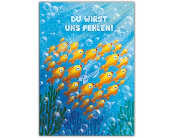 Farewell card for colleagues in XXL format (A4) with envelope fish job change termination maternity protection retirement greeting card