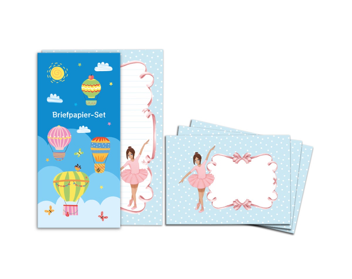 Junapack Paper-Media Ensemble De Papier à Lettre Pour Fille Ballerines Danseuses De Ballet Avec Licorne Bloc à Lettres Avec Enveloppe Pour Enfants (bloc A5 Avec 25 Feuilles + 15 Enveloppes