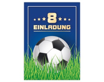 Invitation cards for an 8th birthday party, invitation to an eighth birthday party for girls and boys, child gift, party favor, football, soccer