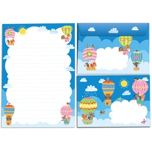 Briefpapier-Set Briefblock Blöcke Umschläge für Kinder Tiere für Mädchen Jungen Jungs A5 Geschenk Idee