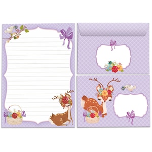 Briefpapier-Set Briefblock Blöcke Umschläge für Kinder Mädchen Reh A5