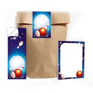 Mitgebsel-Set Tüten + Mini-Notizblöcke + Aufkleber kleine Gastgeschenke für Kindergeburtstag Mädchen Jungen Bowling Geschenke für Partygäste