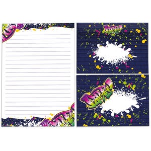 Set di cancelleria formato A5 con graffiti, blocchi di buste, per bambini, ragazzi, ragazze, motivo per bambini, fantastico blocco di carta regalo foderato
