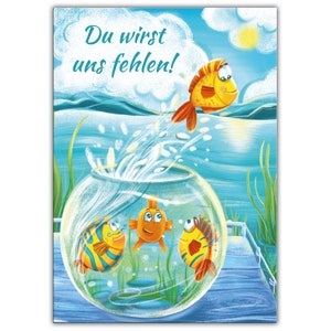 Abschiedskarte für Kollegen Kollegin in XXL-Format (A4) mit Umschlag Fische Jobwechsel Kündigung Grußkarte