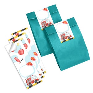 Geschenktüten Papiertüten mit Kindermotiv für Mitgebsel / Gastgeschenke bei Kindergeburtstag Hochzeit Geburtstag Feuerwehrauto