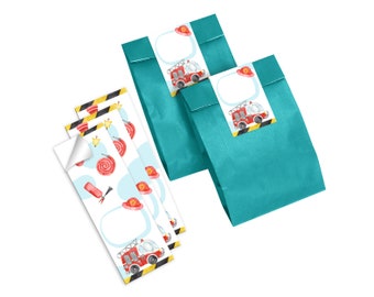 Geschenktüten Papiertüten mit Kindermotiv für Mitgebsel / Gastgeschenke bei Kindergeburtstag Hochzeit Geburtstag Feuerwehrauto