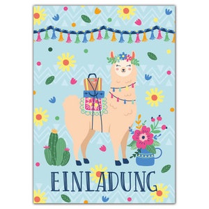 Einladungskarten zum Kindergeburtstag Einladungen für Mädchen Lama
