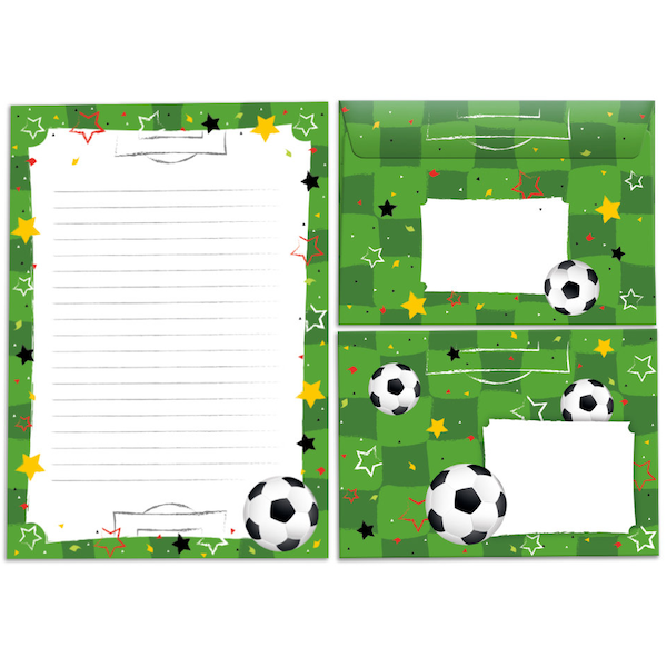 Briefpapier-Set Briefblock Blöcke Umschläge Fussball Fußball für Kinder Jungen Jungs