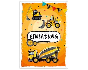 Einladungskarten zum Kindergeburtstag Einladungen zum Geburtstag für Jungen Baustelle