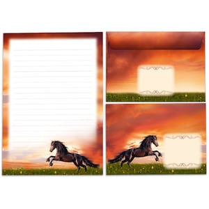 Set cancelleria buste per bambini cavallo per bambine formato A5