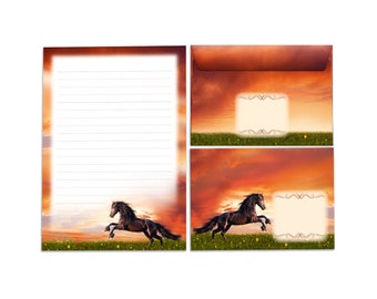 Briefpapier-Set Briefblock Umschlägen für Kinder Pferd für Mädchen