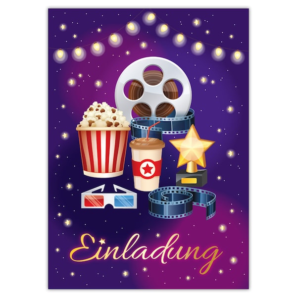 Einladungskarten zum Kindergeburtstag Einladungen zum Geburtstag für Mädchen Jungen Kino Kino-Party Cinema
