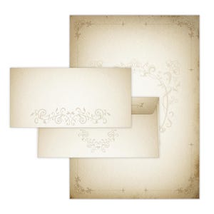 Ensemble de papeterie A4 avec enveloppes, motif vintage, papier à photocopier pour correspondance, courrier d'entreprise, en-tête de lettre, invitations, lettres