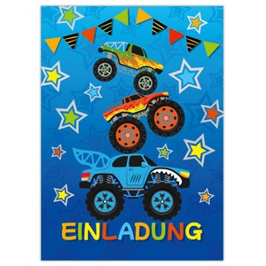 Einladungskarten zum Kindergeburtstag Einladungen zum Geburtstag für Jungen Monster-Truck