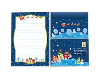 Briefpapier-Set Brief an Weihnachtsmann Wunschzettel Wunschbrief schreiben Weihnachten Weihnachtsmotiv