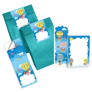 Mitgebsel-Set Tüten + Mini-Notizblöcke + Lesezeichen + Aufkleber kleine Gastgeschenke für Kindergeburtstag für Mädchen Jungen Tiere