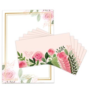 Set di cancelleria Carta da stampa A4 con buste fiori carta da copia per corrispondenza azienda posta carta intestata carta rosa rosa invito pastello