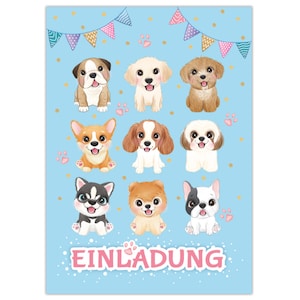 Einladungskarten zum Kindergeburtstag Einladungen für Mädchen Hunde