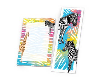 Party favors: mini notebooks + bookmarks, small birthday gifts for adults, teenagers, boys, girls, party favors, safari giraffe