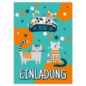 Einladungskarten zum Kindergeburtstag Einladungen für Mädchen und Jungen Tiere Katzen