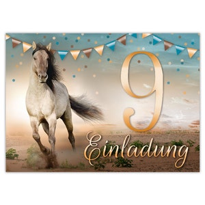 Einladungskarten zum 9. Kindergeburtstag Einladungen zum neunten Geburtstag für Mädchen Pferd