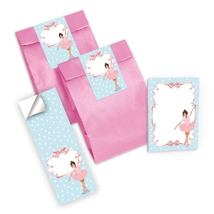 Mitgebsel-Set Tüten + Mini-Notizblöcke + Aufkleber kleine Gastgeschenke für Kindergeburtstag Mädchen Ballerina Geschenke für Partygäste