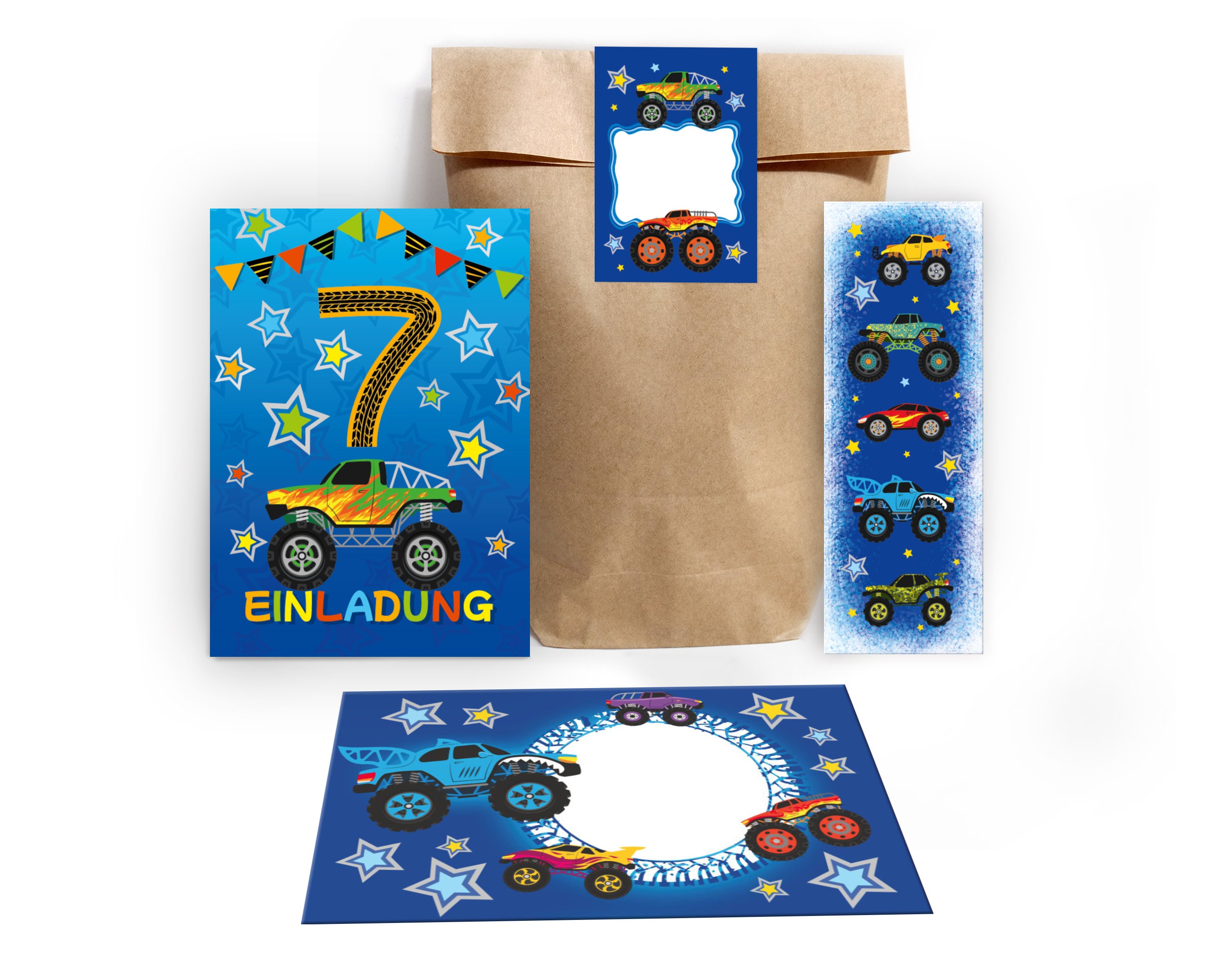 Einladungskarten 6. Geburtstag – Mit Umschlägen, Tüten & Lesezeichen