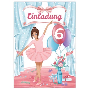 Einladungskarten zum 6. Kindergeburtstag Einladungen zum sechsten Geburtstag für Mädchen Ballerina
