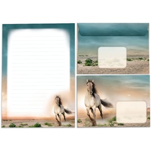 Juego de papelería con bloques de letras, sobres para niños, caballo para niñas, A5