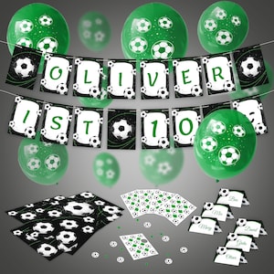 Party Set zum Geburtstag Fußball Mitgebsel Deko Girlande Tischdeko Mädchen Jungen Girlande Geburtstagsdeko Party Deko Konfetti Fussball Tor