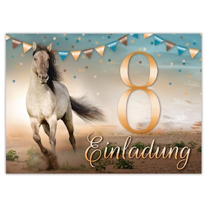 Einladungskarten zum 8. Kindergeburtstag Einladungen zum achten Geburtstag für Mädchen Pferd