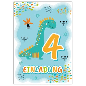 Einladungskarten zum 4. Kindergeburtstag Einladungen zum vierten Geburtstag für Jungen Mädchen Dinosaurier Dino