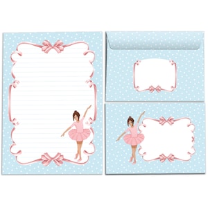Set de papelería, sobres para bloc de notas para niños, bailarina para niñas, A5