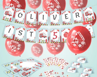 Party Set for Birthday Fire Brigade Party Favors Decoration Garland Table Decoration Girls Boys Garland Birthday Decoration Party Decoration Confetti Fireman