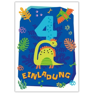 Einladungskarten zum 4. Kindergeburtstag Einladungen zum vierten Geburtstag für Jungen Dinosaurier Dino