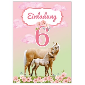 Einladungskarten zum 6. Kindergeburtstag Einladungen zum sechsten Geburtstag für Mädchen Pferd