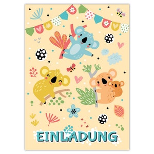 Einladungskarten zum Kindergeburtstag Einladungen für Mädchen und Jungen Tiere Koala